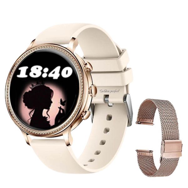 1.39" Pink Women's Smartwatch-Dual Strap|Fitness &amp; Calls|Golden Perfect