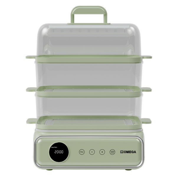 Omega Electric Food Steamer and Hot Pot Combo 18L 3-Tier Large Capacity
