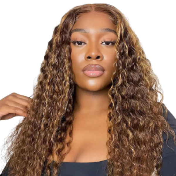 Highlight Curly Full Frontal Brazilian Hair Wig.