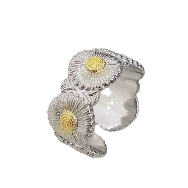 Zeltryn GD style fabric x rose gold textured small daisy ring