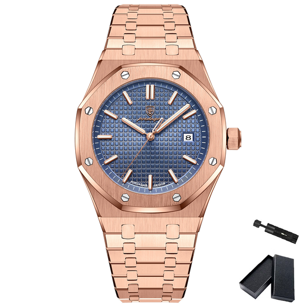 Man Fashion Wristwatch Business Stainless Steel Band Quartz Men