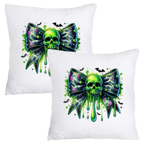 Scatter Cushion Cover Set - Skull Bow Tie