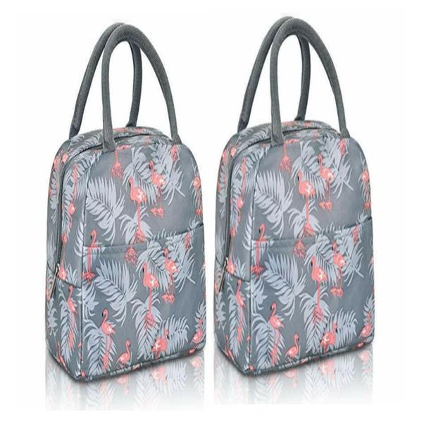 Lunch Bag Grey Flamingo - Set of 2