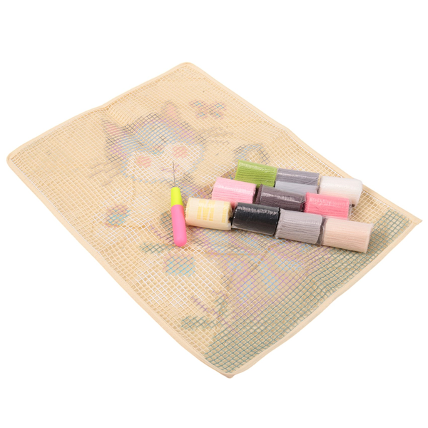 Latch Hook Rug Kits DIY Crochet Yarn Rugs Hooking Craft Kit (Cat)