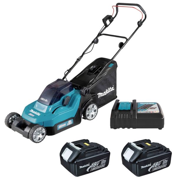 Makita - Cordless Lawn Mower with 2 x 3.0Ah Batteries and Charger (DLM382Z)