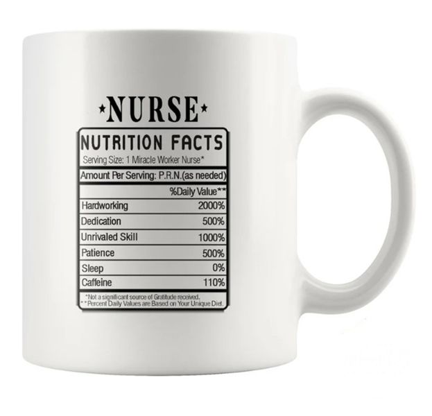Nurse Nutrition Facts Birthday Christmas Colleague Gift Coffee Mug