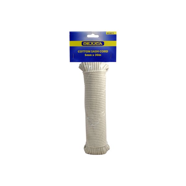 Dejuca - Cotton Sash Cord - 5mm X 30m - Cord - 5mm - (hank) - 10 Pack