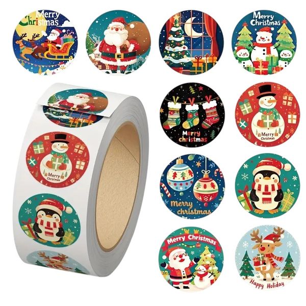 500 Pcs/Roll Colourful Christmas Stickers