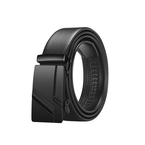 Men's automatic buckle PU belt, 120cm comfortable and durable
