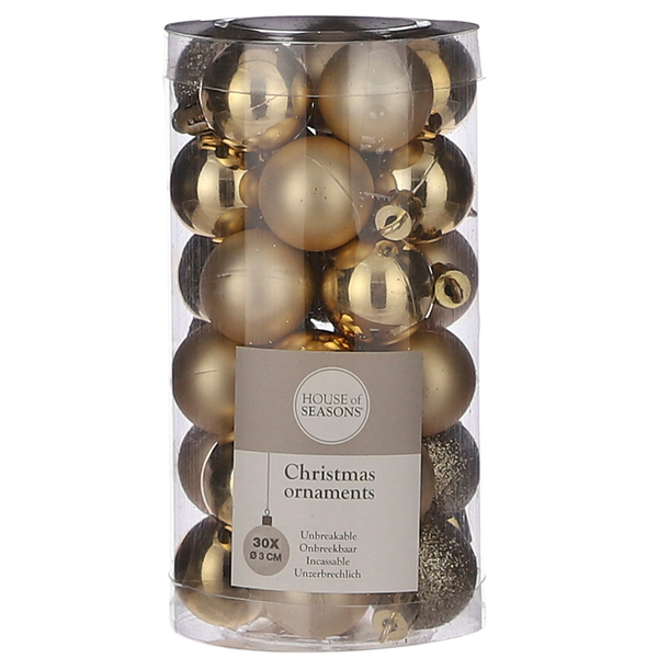 3cm Christmas Baubles: Gold - 30 pieces