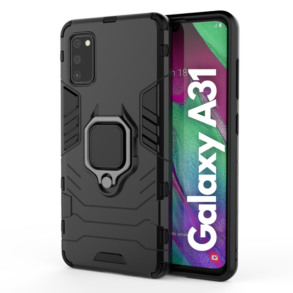 CellTime Galaxy A31 Shockproof Black Panther Magnetic Ring Stand Cover