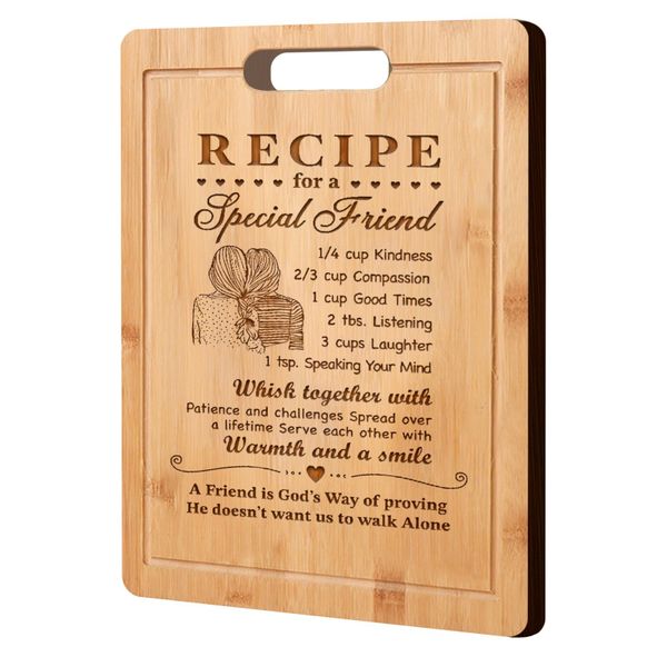 Bamboo Cutting Board with Juice Groove Engraved Friendship Gift for Sister