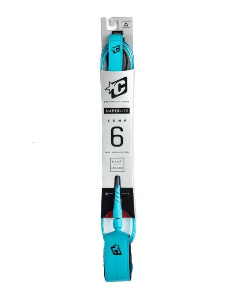 Creatures Superlite Comp 6 Surfboard Leash - Fluro Blue Speckle