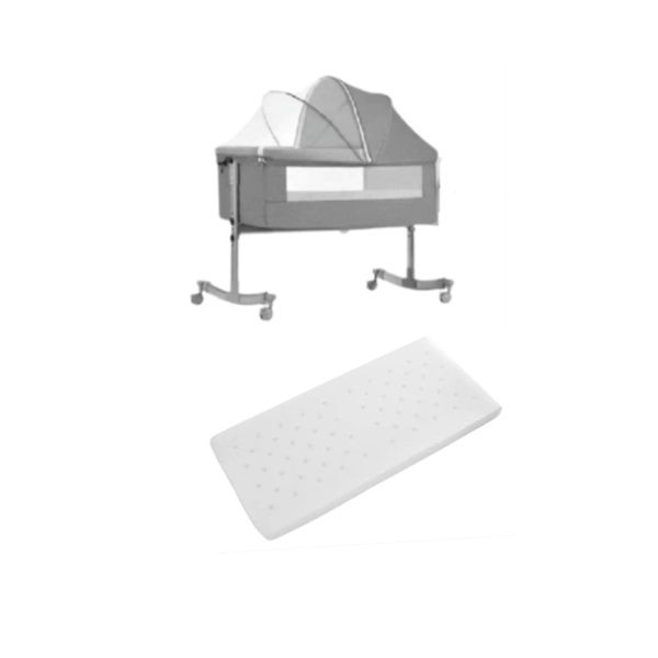 Bedside Baby Sleeper Baby Crib - Cot Bed with Mattress-Grey