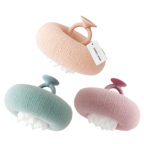 Topika - Soft Shower Bath Ball, 3 Piece Exfoliating Bath Sponge Cleaning Brush