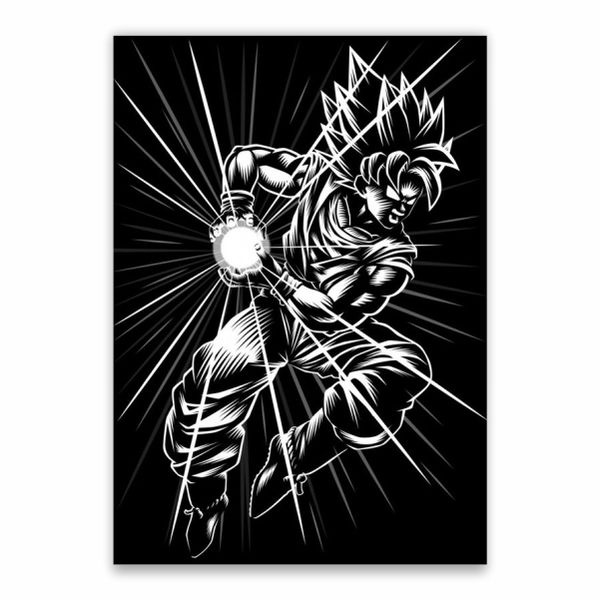 Goku Black And White Poster - A1