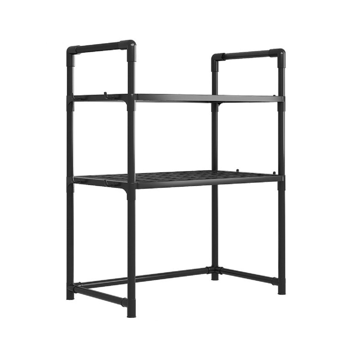 2-Tier Kitchen Countertop Organiser Shelves - Microwave Oven Rack - Black