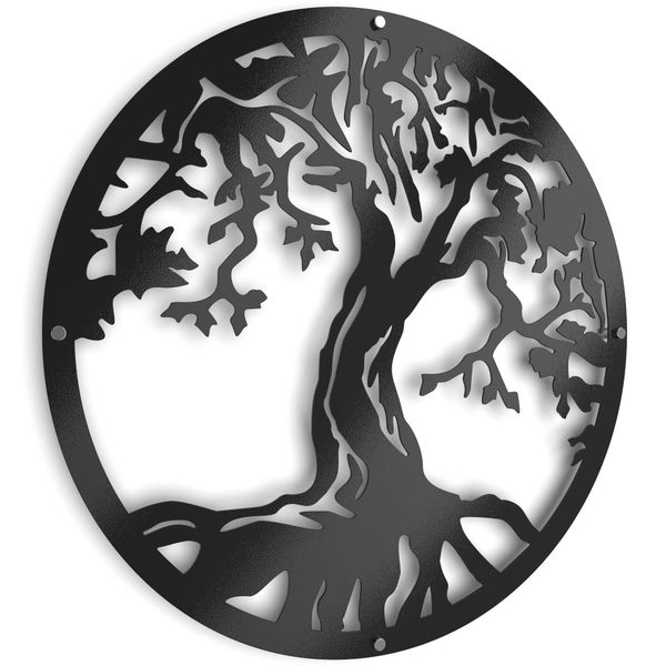 Tree of Life Wall Art 3 - Metal In Statin Black Finish - By Unexpected Worx