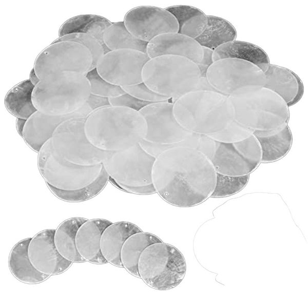 120 Pcs Round Natural Shells Capiz Sea Shells 2 Inch Oyster Shells for Cra