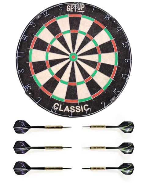 GetUp Classic Dartboard Includes 6x18g Steel Darts