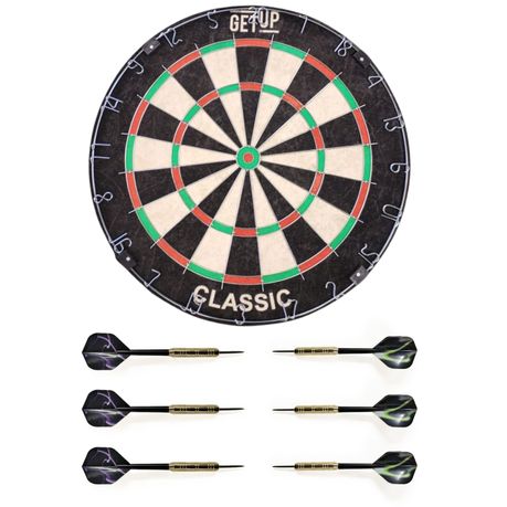 GetUp Classic Dartboard Includes 6x18g Steel Darts Image