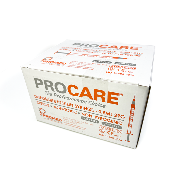 Procare - Insulin Syringe + Needle 0.5ml+29g - 100 Per box x2
