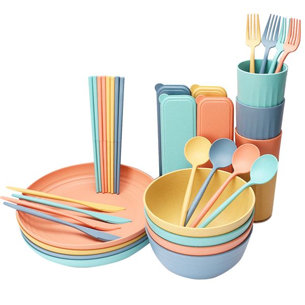 Home Eco Friendly Dinnerware Rainbow Set of 32