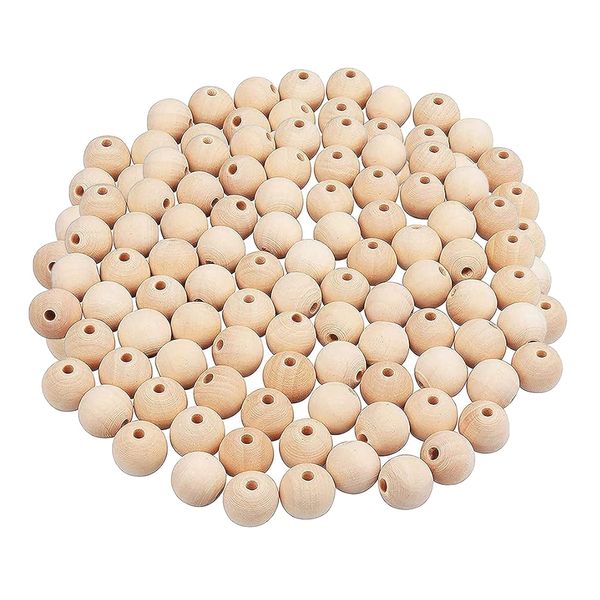 Craft Unfinished Round Natural Wooden Beads For DIY Projects 50pc - 2cm