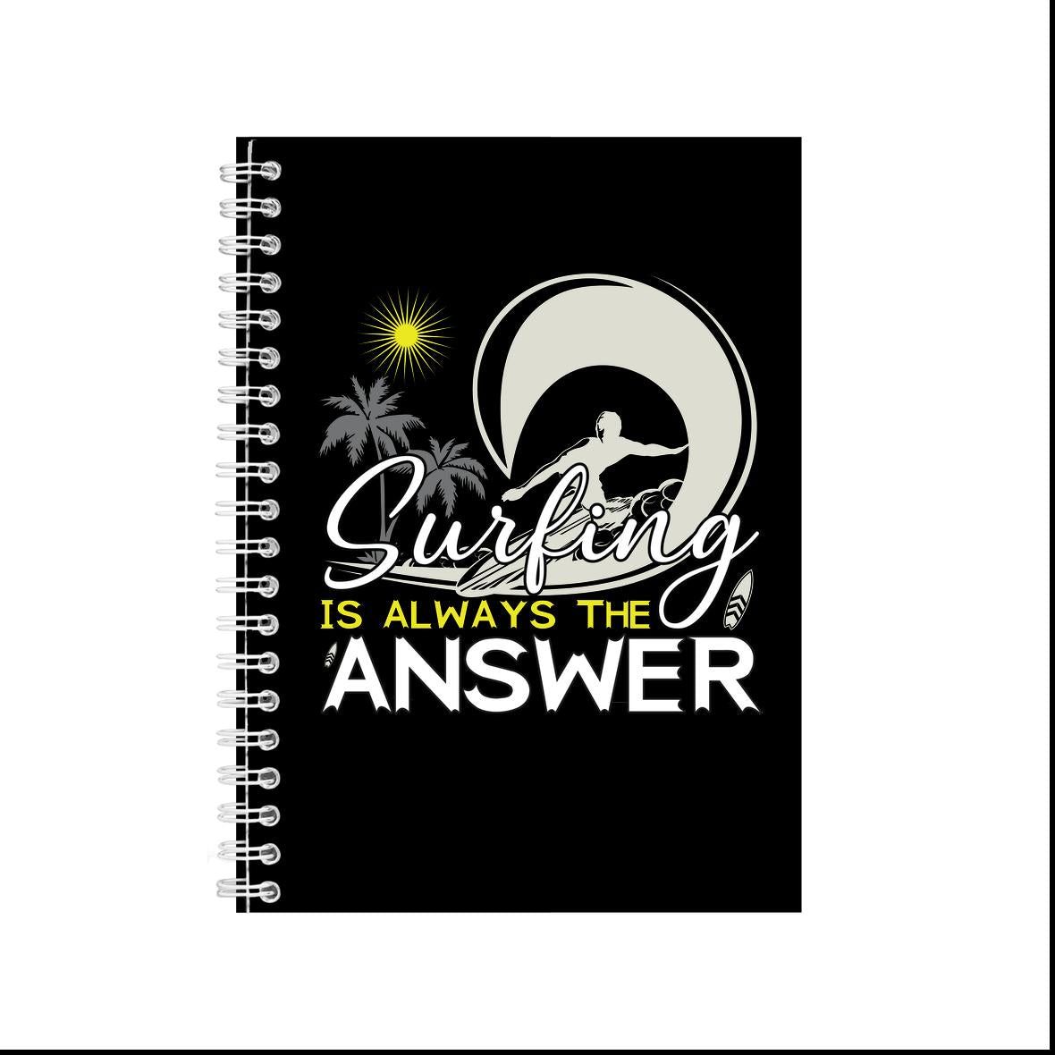 Surf Answer A5 Notebook Pad Lines Trendy Surfing Lovers Graphic Present ...