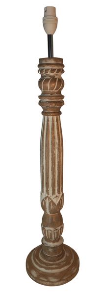 Litex Lamps Table Lamp Distressed Light Wood with Painted White Accents