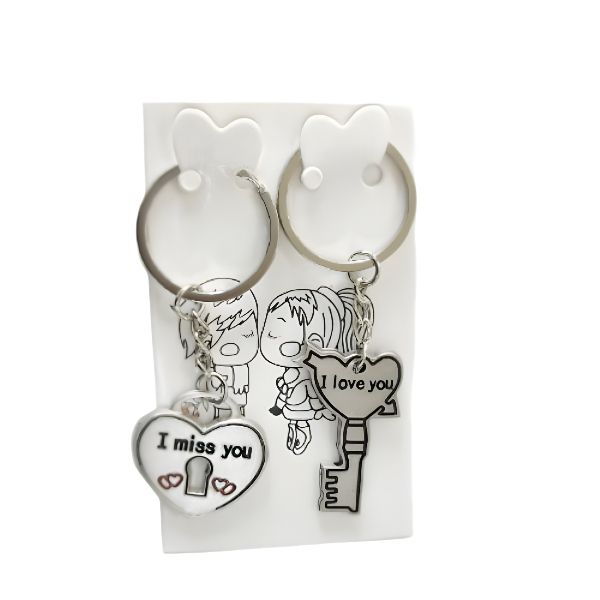 Romantic Couple's Keychain Set - "I Miss You" Lock &amp; "I Love You" Key