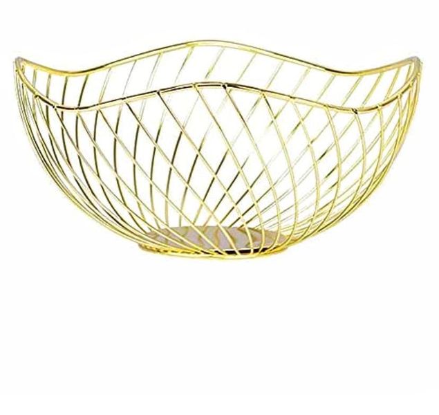 Gold Fruit Basket Kitchen Storage Wire Fruit Basket Countertop Centrepiece