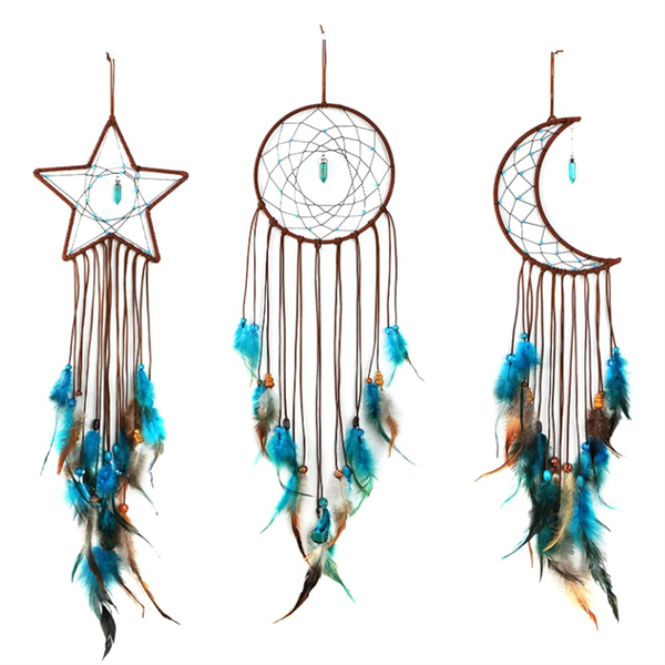 3Pcs Dream Catcher With Light Moon Star Design Wall Hanging Ornament
