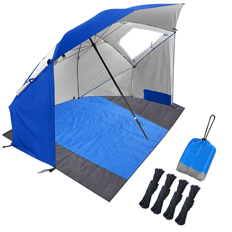 Portable Multifunctional Beach Tent Shelter Umbrella Beach Mat Camping Set Image