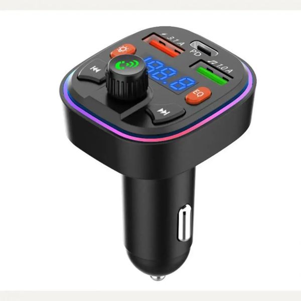 Bluetooth 5.0 Car FM Transmitter &amp; Triple-Port Fast Charger with RGB Lights