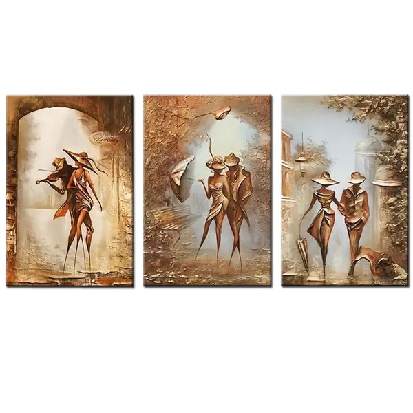 Canvas-Art-3 Pieces Gold Wondeful Romantic Couple Abstract Wall Art