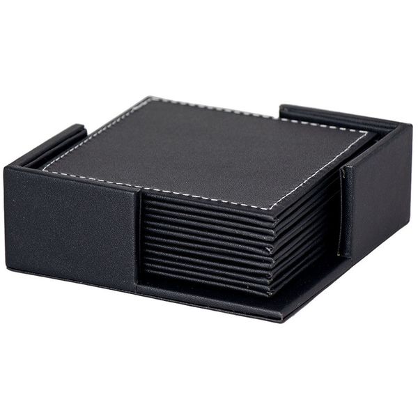 Bar Butler Square Leatherette Coasters in Holder 7pk Set