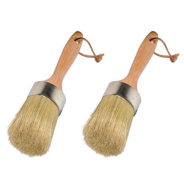 Chalk And Wax Paint Brush Large 2-In-1 Natural Bristles Painting Tool