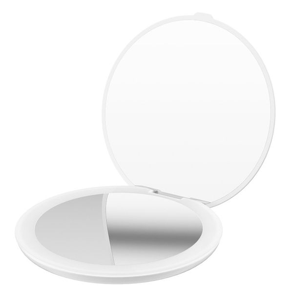 Portable Lighted Makeup Mirror,Handheld Double-side Folding Cosmetic Mirror