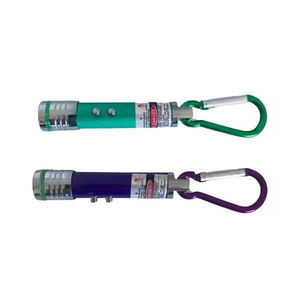 3 in 1 Laser Light Pointer Key Chain (Set of 2) Green &amp; Purple