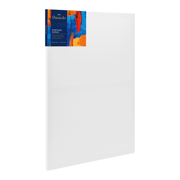DELI EC279-10 Stretched Canvas 50×70cm, 100% Cotton, Smooth Absorption, MDF Backing, Ready-to-Paint