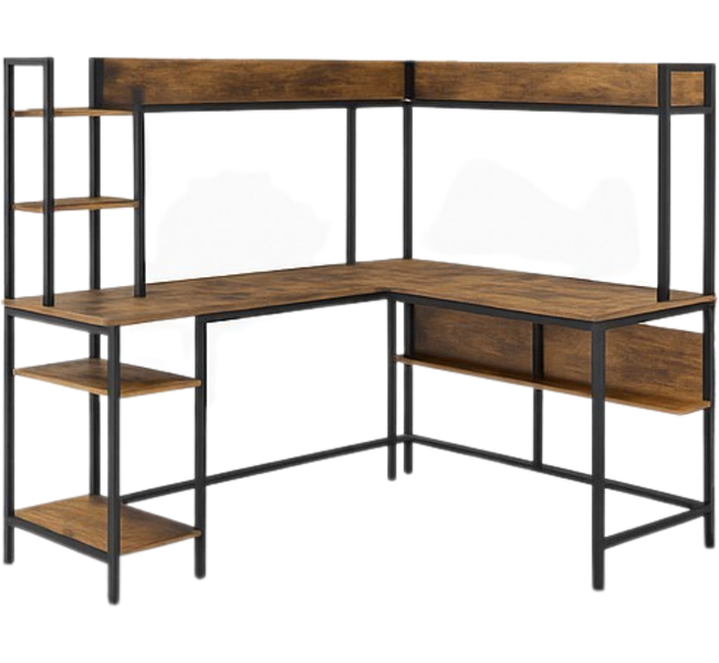 Anchor L-Shaped Wood Corner Desk 150cm Home Office Workstation with Shelves