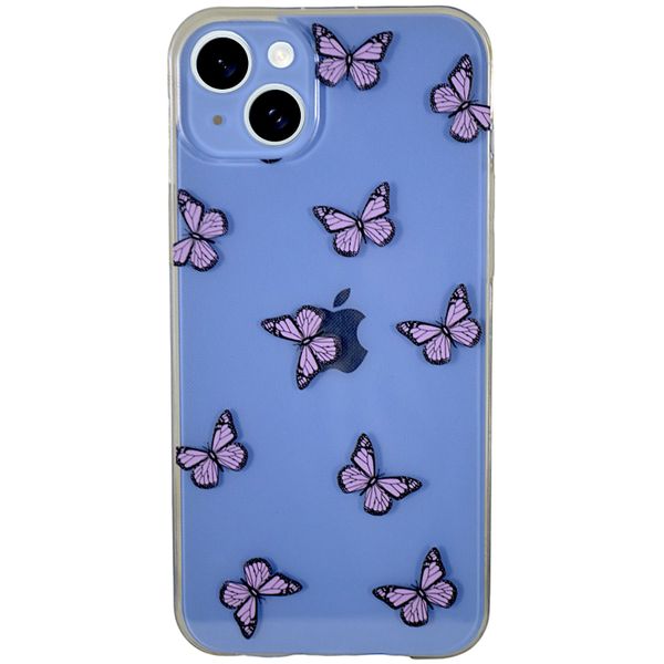 Clear - Phone Case with Pink Butterfly Print - Iphone 14 Pro Max