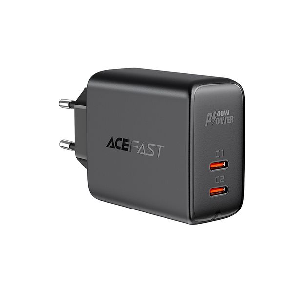 Acefast - (USB-C+USB-C) dual port charger,black(EU)