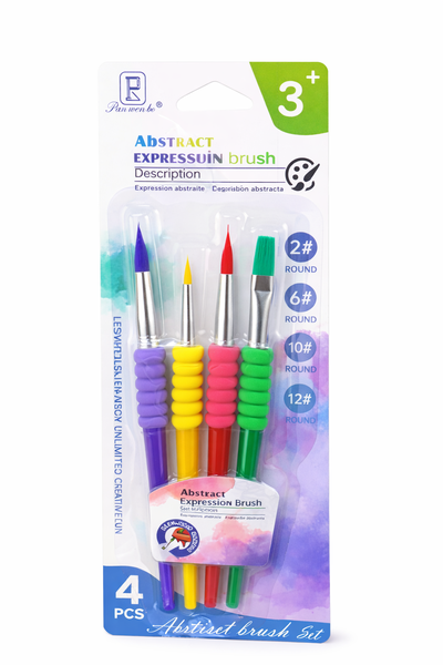 4 Piece Kids Paint Brush Set with Soft Grip Handles -8 x Sets