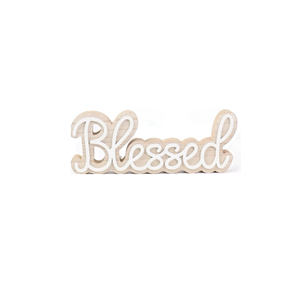 Kitro Wooden Blessed Tabletop Sign Ornament 25 x 9 cm