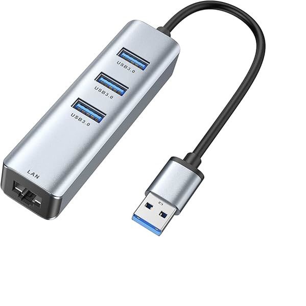 4-in-1 USB 3.0 to Ethernet Adapter with 3-Port Hub for Laptops &amp; PCs