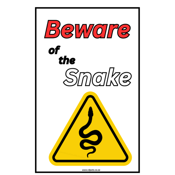 Beware of the Snake Sing - Yellow - 30cm x 20cm x1mm Wide