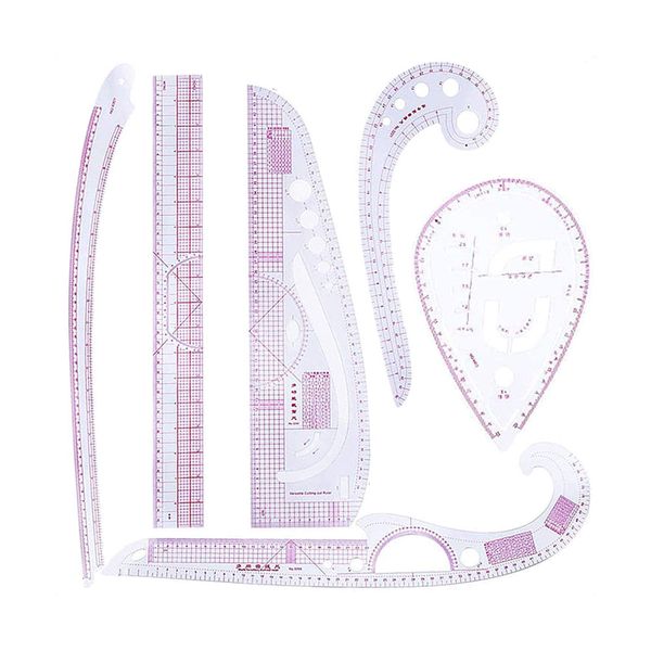 6 Piece Sewing Ruler Set French Curve Ruler Clear Metric for Pattern Making