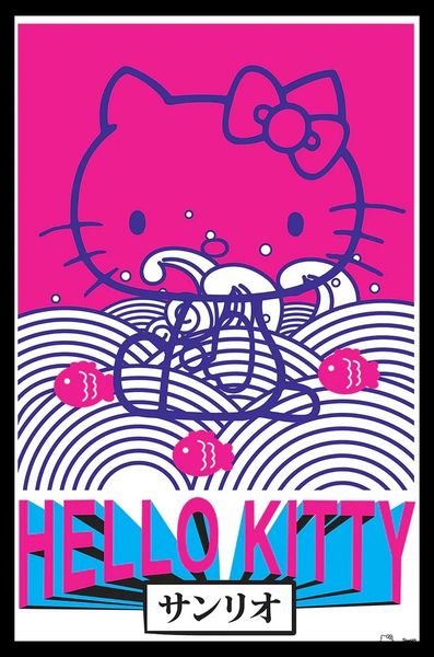 Hello Kitty (Tokyo Rebel) Poster with Black Frame